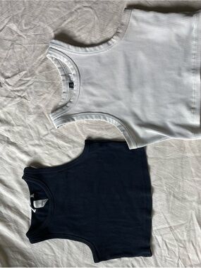 Divided Ribbed Tank Tops - White & Black (2-Pack)